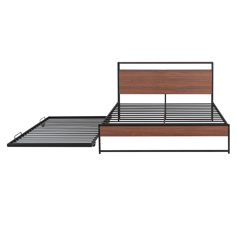 Platform Bed Frame With Trundle, USB Ports And Slat Support, No Box Spring Needed - R&R Furniture Gallery (Fountain Valley, CA)