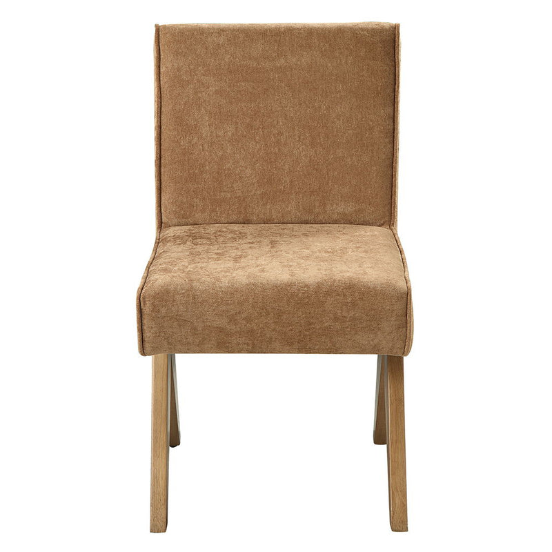 Zoey - Side Chair (Set of 2) - Chocolate Chenille & Oak - R&R Furniture Gallery (Fountain Valley, CA)