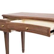 Brown Jennifer Taylor Home Dauphin 3-drawer executive desk with sleek surface and sturdy wooden frame.