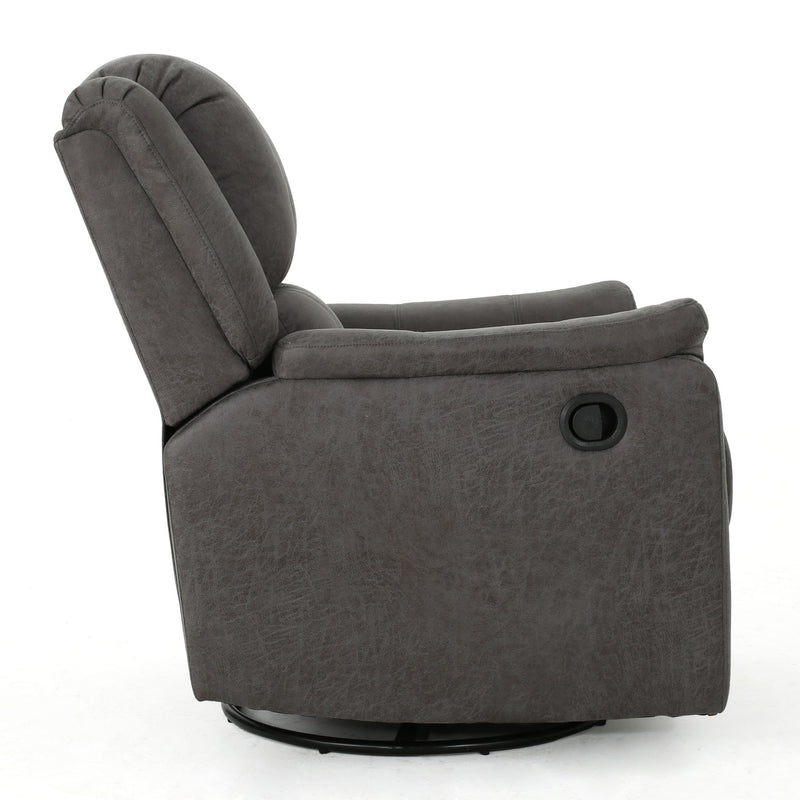 Noble House contemporary swivel glider chair with plush cushioning and modern design, perfect for relaxing and easy rotating motion.