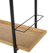 Modern industrial Noble House bar cart with shelving, casters, and a sleek metal frame for stylish beverage storage and serving.