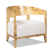 Madrid - Burl Barrel Accent Arm Chair - Seashell White - R&R Furniture Gallery (Fountain Valley, CA)