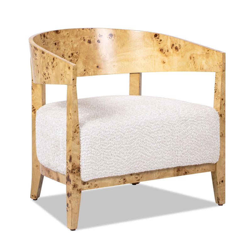 Madrid - Burl Barrel Accent Arm Chair - Seashell White - R&R Furniture Gallery (Fountain Valley, CA)