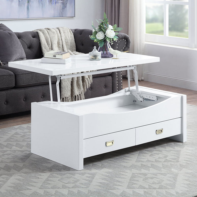 Ramiel - Coffee Table With Lift Top - High Gloss White - R&R Furniture Gallery (Fountain Valley, CA)