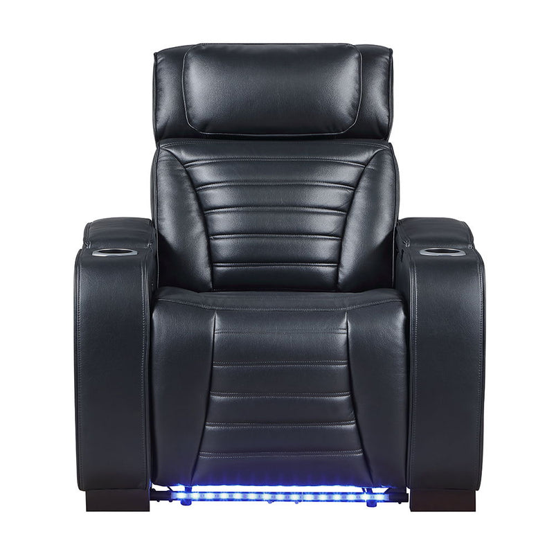 Ephron - Power Motion Recliner With Power Headrest & LED - Black - R&R Furniture Gallery (Fountain Valley, CA)