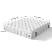 12" King Hybrid Mattress, Memory Foam & Pocket Spring Bed, Medium Firm Comfort, Spine Support, Quiet & Breathable - White - R&R Furniture Gallery (Fountain Valley, CA)
