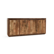 Natural wood Jett 4-door buffet cabinet by Classic Home, showcasing a sleek, modern design with four spacious doors.