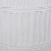 Antique white outdoor patio end table by Noble House with a classic design, perfect for outdoor seating areas.