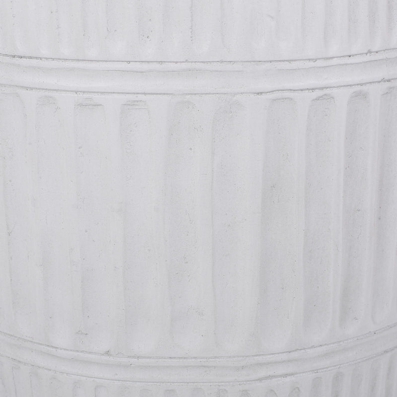 Antique white outdoor patio end table by Noble House with a classic design, perfect for outdoor seating areas.