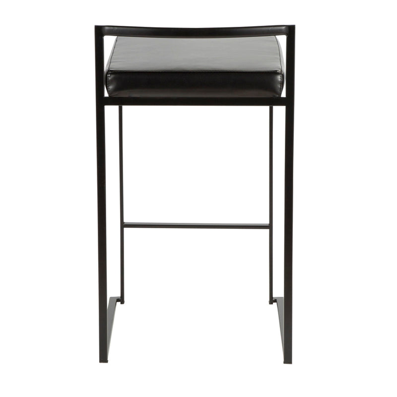 Lumi Source Fuji contemporary stackable counter stool set with sleek modern design and wooden legs, ideal for kitchen or bar seating.