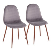 Lumi Source Pebble contemporary upholstered dining and accent chair set with walnut wooden legs, shown in a modern living space.