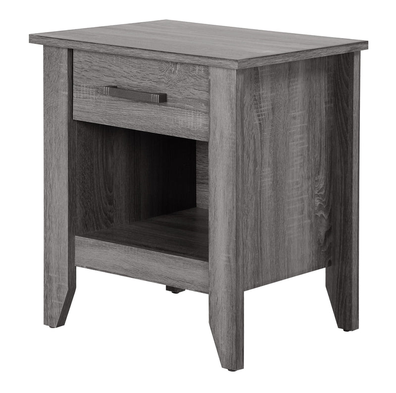 Glory Furniture roller drawer glides on a modern accent nightstand with a sleek wood finish and smooth sliding drawers.