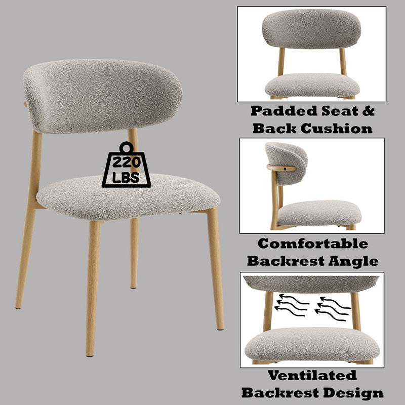 Kacey - Side Chair (Set of 2) - Gray Boucle & Natural - R&R Furniture Gallery (Fountain Valley, CA)