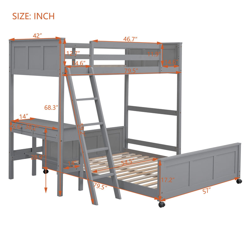 Full Over Full Bunk Bed With Desk - R&R Furniture Gallery (Fountain Valley, CA)