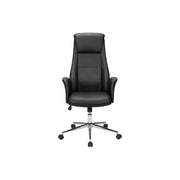 Black 8th Street office swivel chair with adjustable height, cushioned seat, and armrests for ergonomic comfort.
