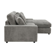 Tavia - Reversible Sectional Sofa With 6 Pillows - Gray Corduroy - R&R Furniture Gallery (Fountain Valley, CA)
