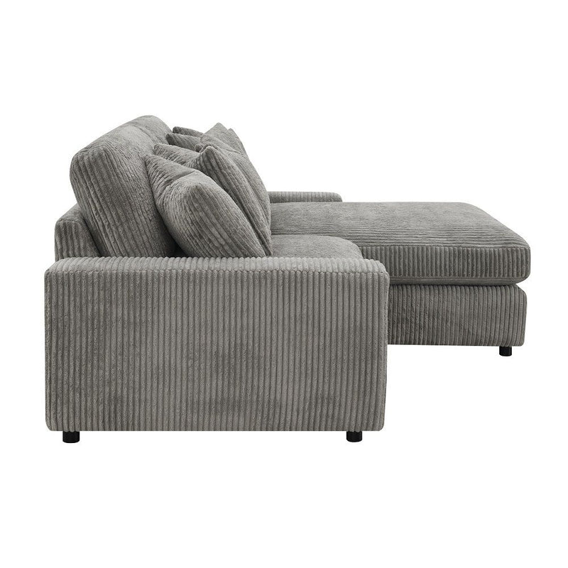 Tavia - Reversible Sectional Sofa With 6 Pillows - Gray Corduroy - R&R Furniture Gallery (Fountain Valley, CA)