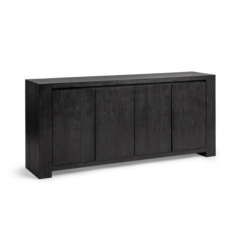 Classic Home Bristol 4-door buffet cabinet with wooden finish, featuring sleek design and ample storage space.