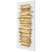Uttermost Lev metal wall decor in white and gold with intricate geometric design, ideal for modern interior accents.