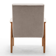 US Pride wide classic mid-century modern arm chair with upholstered seat and wooden legs, showcasing sleek, timeless design.