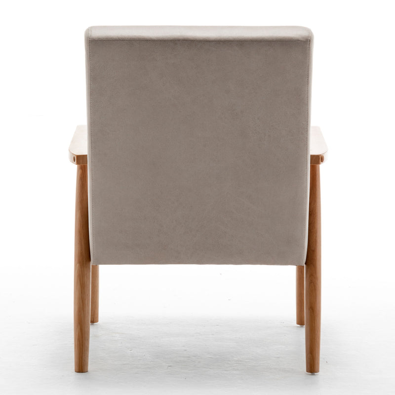 US Pride wide classic mid-century modern arm chair with upholstered seat and wooden legs, showcasing sleek, timeless design.