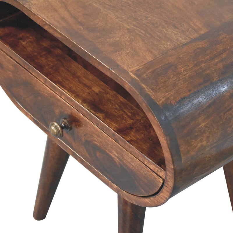 Circular Bedside Table With Open Slot - Walnut - R&R Furniture Gallery (Fountain Valley, CA)