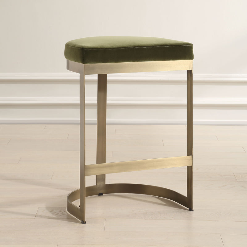 Uttermost Ivanna counter stool with a sleek design, 24-27 inch height, featuring a cushioned seat and stylish metal frame.