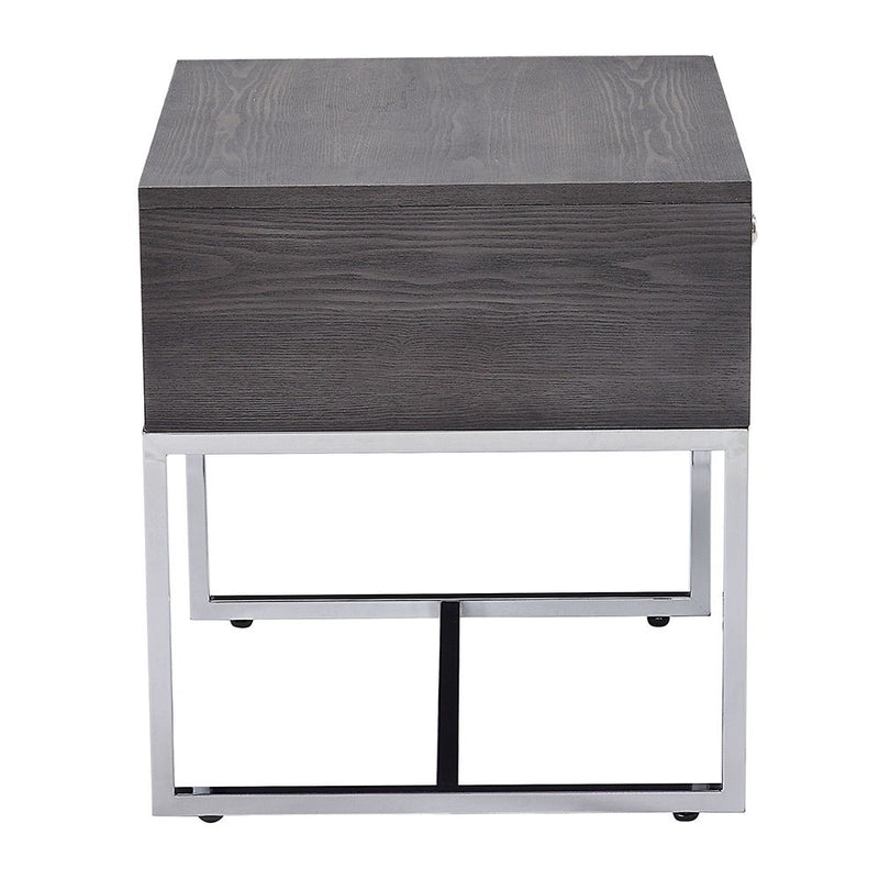 Iban - End Table - Gray Oak & Chrome - R&R Furniture Gallery (Fountain Valley, CA)