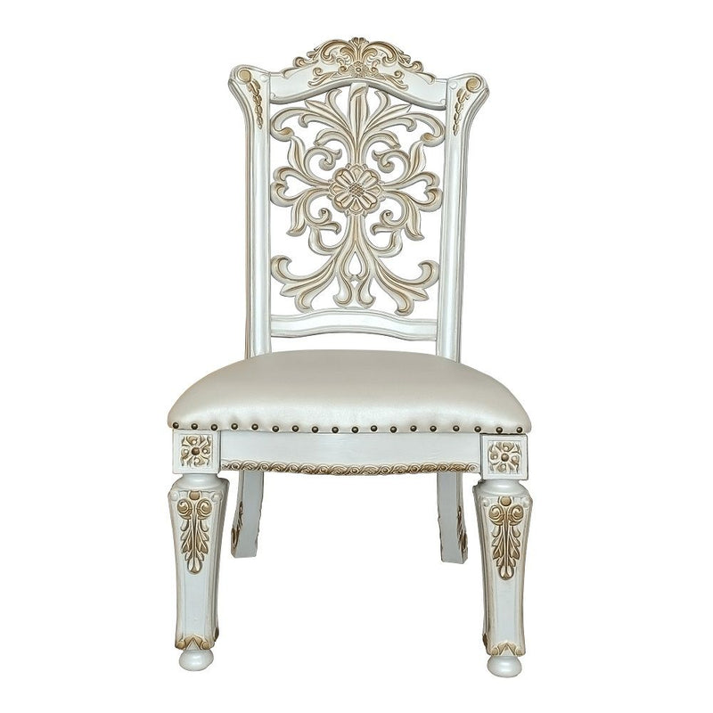 Vendome - 48" Side Chair (Set of 2) - Synthetic Leather & Antique Pearl - R&R Furniture Gallery (Fountain Valley, CA)