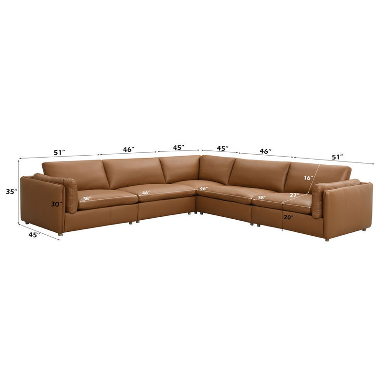 Brighton - Modular Wedge - Brown Top Grain Leather - R&R Furniture Gallery (Fountain Valley, CA)