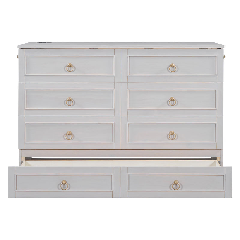 DreamHaus cabinet bed with large drawers, stylish design, showcasing the sleek, space-saving Murphy bed in a modern interior setting.