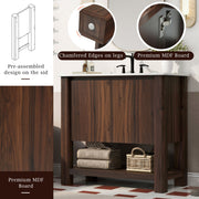 Modern Bathroom Vanity With Rectangle Ceramic Sink, Soft Closing Doors - R&R Furniture Gallery (Fountain Valley, CA)