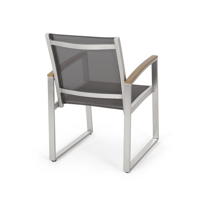 Poetic - Outdoor Dining Chair With Faux Wood Arms And Aluminum Frame (Set of 2) - Gray - R&R Furniture Gallery (Fountain Valley, CA)