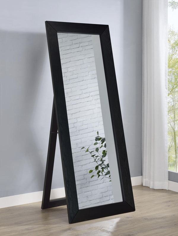 Cadence Tempered Glass Full Length Standing Mirror Black Oak