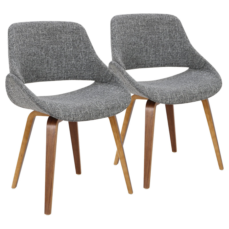 Lumi Source Fabrico mid-century modern dining chairs set of 2 with wooden legs and upholstered seats, stylish and comfortable for dining rooms.