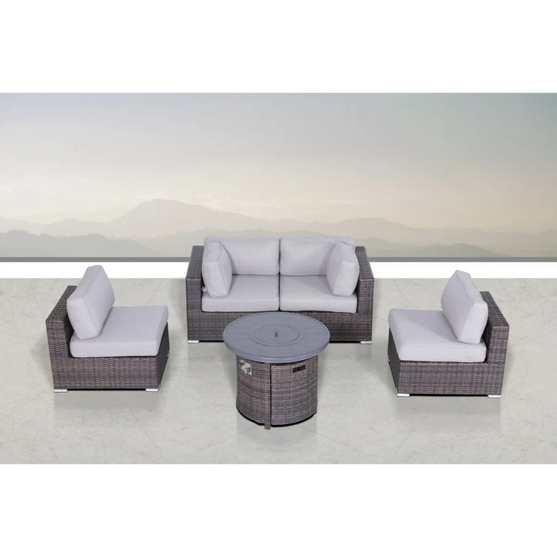 Wicker Outdoor Lounge Set With Cushions And Fire Pit - R&R Furniture Gallery (Fountain Valley, CA)