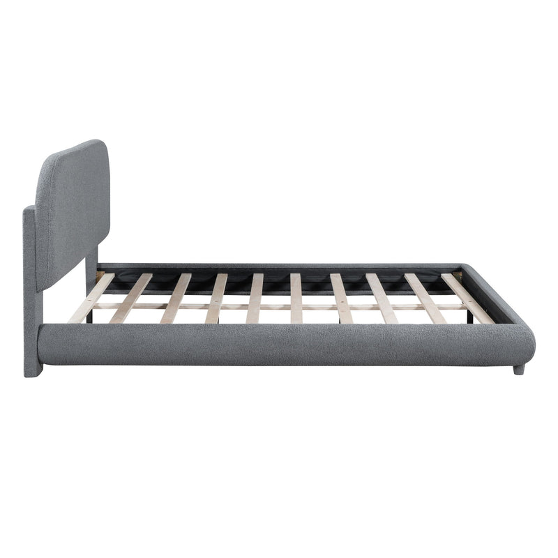 Upholstered Platform Bed With Thick Solid Frame And Stylish Curve-Shaped Design - R&R Furniture Gallery (Fountain Valley, CA)