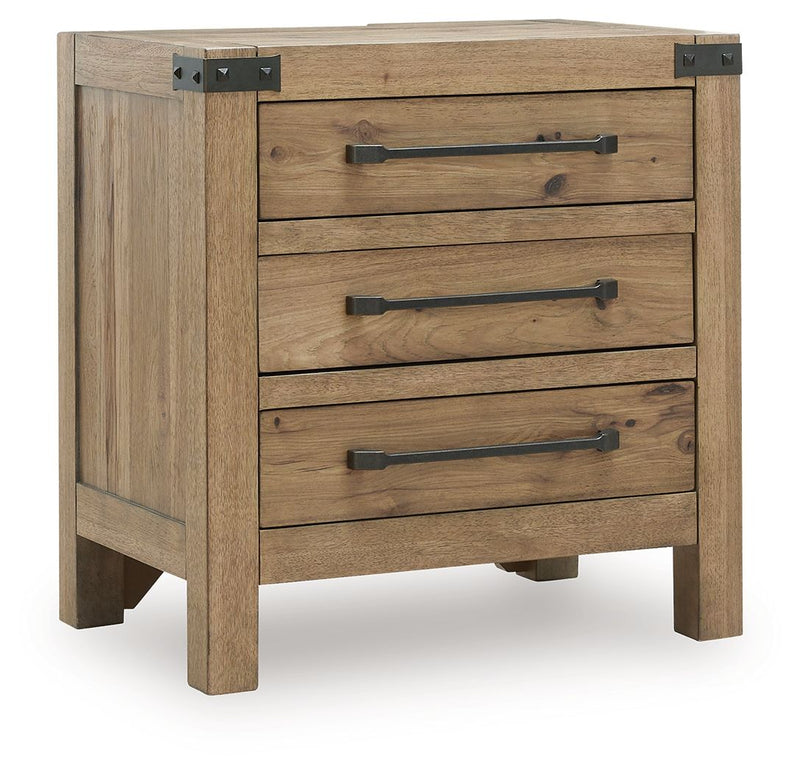 Ridgester - Three Drawer Night Stand - Light Brown - R&R Furniture Gallery (Fountain Valley, CA)