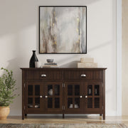 Brown Acadian large sideboard buffet by Simpli-Home with spacious storage and sleek design, perfect for dining or living room.