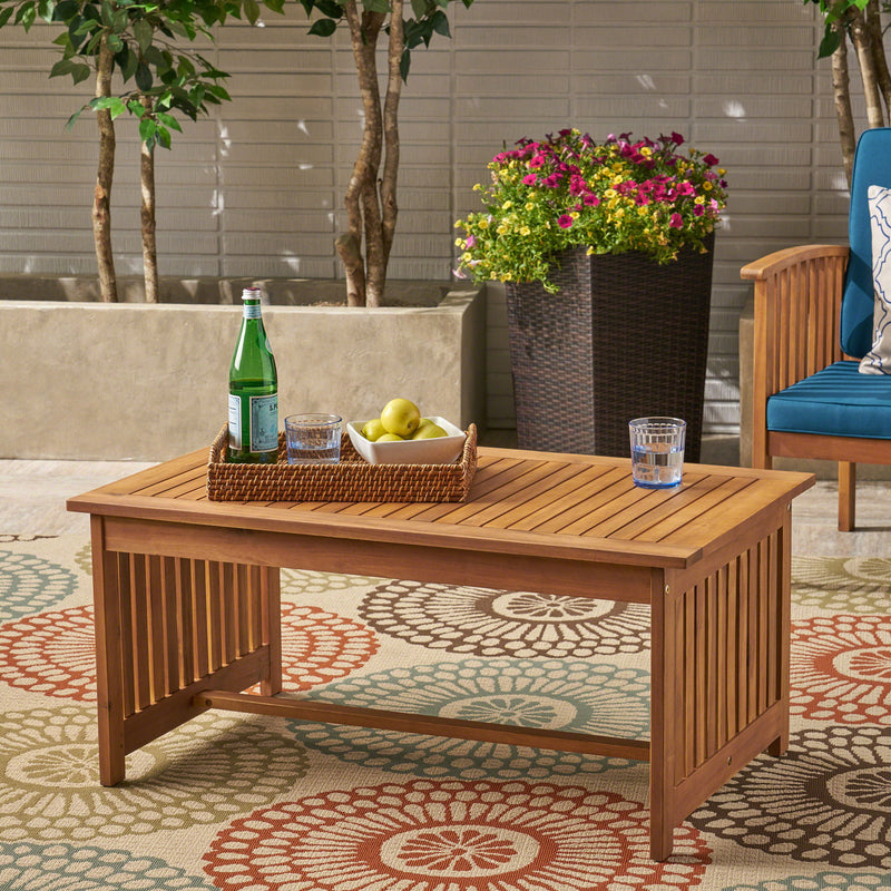 Acacia Wood Rectangular Patio Coffee Table For Outside - R&R Furniture Gallery (Fountain Valley, CA)