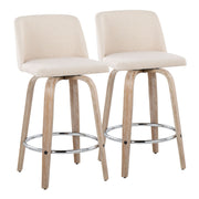 Toriano - Contemporary Fixed Height Counter Stool With Swivel & Round Footrest Modern Design (Set of 2) - R&R Furniture Gallery (Fountain Valley, CA)