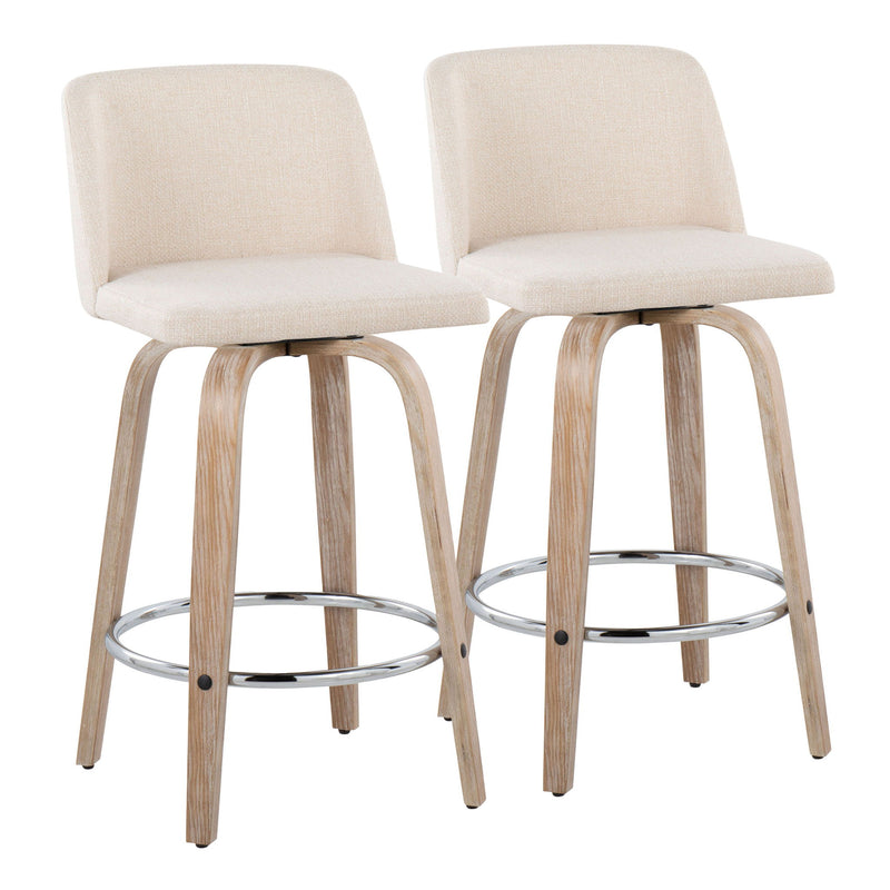Toriano - Contemporary Fixed Height Counter Stool With Swivel & Round Footrest Modern Design (Set of 2) - R&R Furniture Gallery (Fountain Valley, CA)