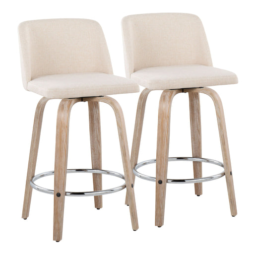 Toriano - Contemporary Fixed Height Counter Stool With Swivel & Round Footrest Modern Design (Set of 2) - R&R Furniture Gallery (Fountain Valley, CA)