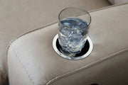 Lavenhorne - Rec Sofa W/Drop Down Table - Pebble - R&R Furniture Gallery (Fountain Valley, CA)