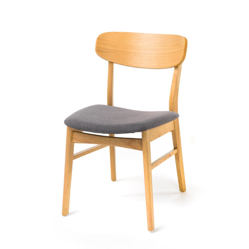 Set of two Noble House dining chairs with cushioned seats, modern design, and wooden legs, ideal for kitchen or dining room.