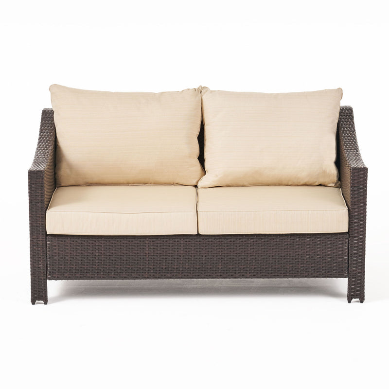 Antibes - 4 Pieces Wicker Chat Set - Brown / Beige - R&R Furniture Gallery (Fountain Valley, CA)