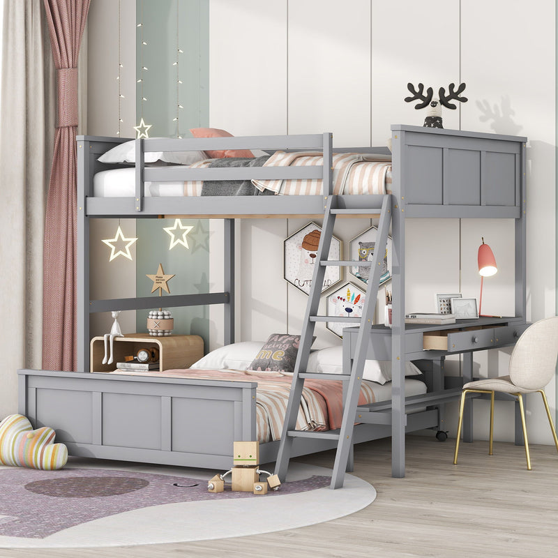 Full Over Full Bunk Bed With Desk - R&R Furniture Gallery (Fountain Valley, CA)