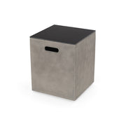 Modern black and gray MGO tank holder side table with ceramic top, featuring a sleek storage table design by Noble House.