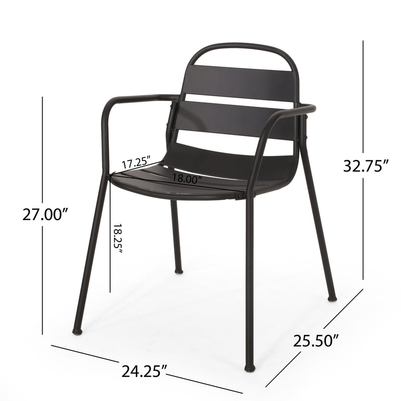 Noble House Terra Nova matte black 3-piece outdoor bistro set with round table and two chairs, stylish and weather-resistant.