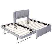 Upholstery Platform Bed With Trundle, Trundle Can Be Flat Or Erected - R&R Furniture Gallery (Fountain Valley, CA)